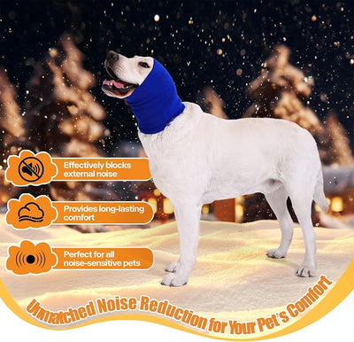 Dog Calming Band Cat and Dog Anxiety Relief Cover,Double Layer Thickened Pet Ears Elastic Neck Band Noise Cancelling Ear Muffs for Anxiety Relief/Noise Protection,Grooming,Thunder,Fireworks