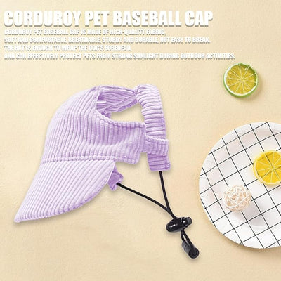 Dog Baseball Cap, Dog Cat Summer Beach Visor Hat with Ear Holes, Adjustable Puppy Sunbonnet Headdress (Purple, X-Large)