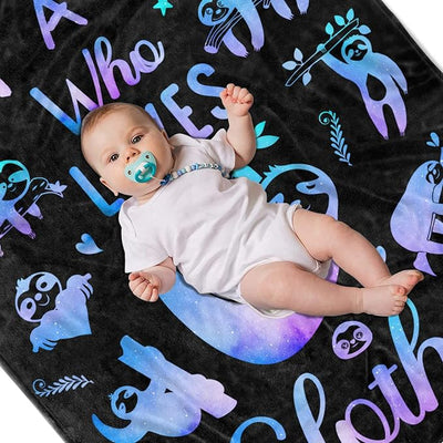 Sloth Gifts for Women Girls Boys, Cozy Soft Fleece Throw Blanket for Bed Couch Travel Car Seat, Birthday Gifts for Moms from Daughter Son Mothers Day Christmas, Room Home Decor 60" x 50"