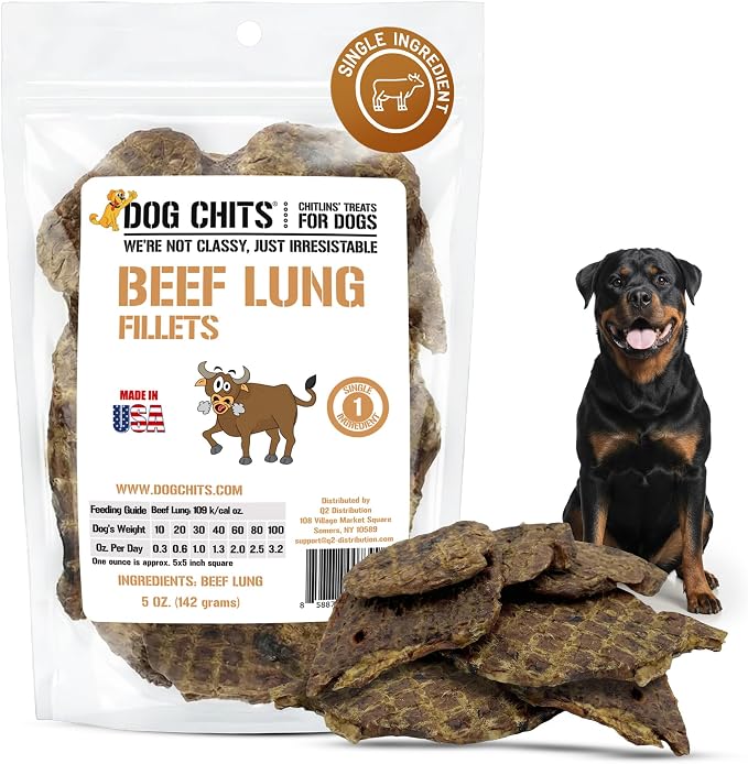 Beef Lung Fillets Dog and Puppy Treats – All Natural Chews for Dogs – Grain-Free, High-Protein, Low Fat Single Ingredient Dog Treat – Ideal for All Dogs – Large, 5 oz – Made in USA