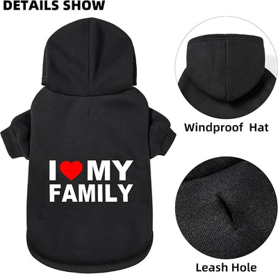 Dog Sweater Dog Hoodie Cold Weather Coat Hooded Sweatshirt for Puppies,Cats, Small Medium Large Dogs (Black(Family), X-Small)