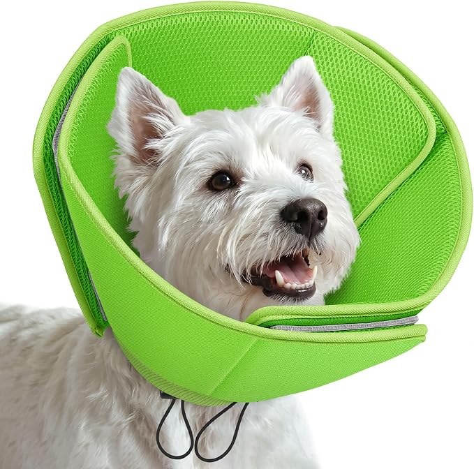 Soft Dog Cone Collar, Adjustable Cone for Dogs to Stop Licking, Dog Cones for Small Medium Large Dogs, Breathable Elizabethan Collar Wound Healing After Surgery(Green,S)