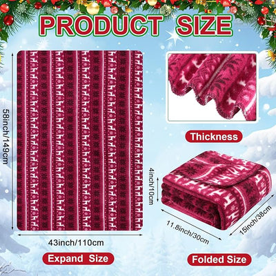 Tuanse 58 x 43 Inches 12 Volt Heated Car Blanket Plug in Portable Car Electric Blanket with Cigarette Lighter, Temperature Controller and Storage Bag for Rv Truck Traveling(Red White,Reindeer)
