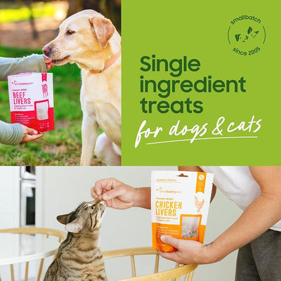 smallbatch Pets Premium Freeze-Dried Lamb Heart Treats for Dogs and Cats, 3.5 oz, Made and Sourced in The USA, Single Ingredient, Humanely Raised Meat, No Preservatives or Anything Artificial Ever