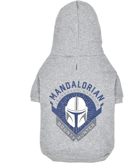 Star Wars for Pets The Mandalorian Dog Hoodie with Leash Attachment Hole, Officially Licensed Star Wars Dog Apparel, Machine Washable Polyester, Grey, Size Extra Large