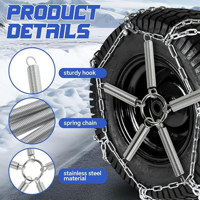 2pcs Tire Chain Tensioner for 23in Wheel Stainless Steel Tire Chain Tighteners for Snow Blower Garden Tractors Riders Lawn Tractor