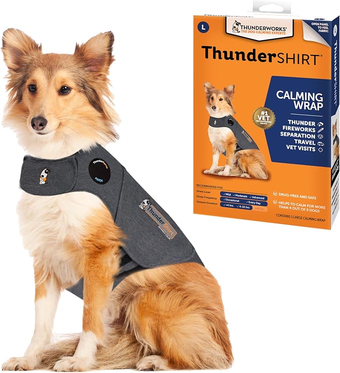 ThunderShirt for Dogs, Large, Heather Gray Classic - Dog Anxiety Relief Calming Vest