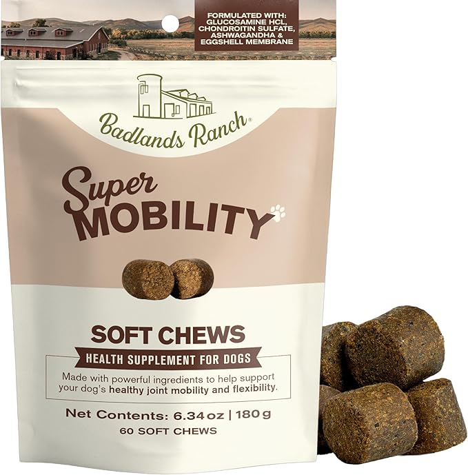 Super Mobility Soft Chews for Dogs – Superfood Blend with Glucosamine, Chondroitin & Eggshell Membrane – 60 Soft Chews