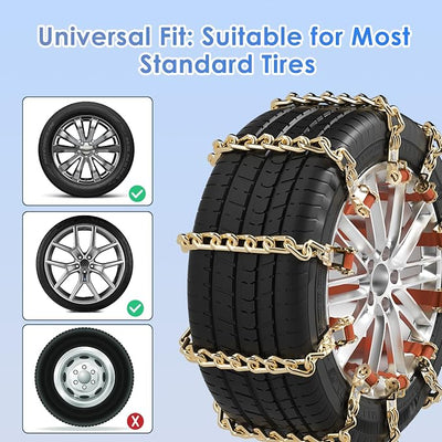 Qoosea Snow Chains 8Pcs Tire Chains Snow Chains for Car SUV Tire Chains with Tightening Buckles Universal Anti-Slip Snow Tire Chains Tire Cables Durable Chains for Tires Heavy Duty