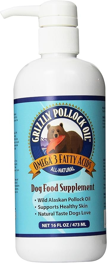 Grizzly Pollock Oil Dog Food Supplement, 16 Ounce