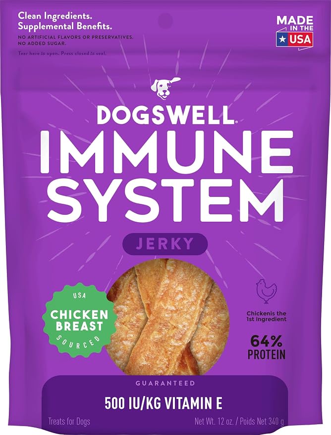 Immune System Jerky Dog Treats, Chicken Breast, 12 oz. Pouch