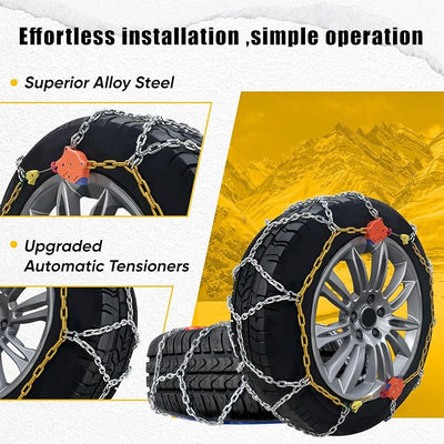 232405 Adjustable Snow Tire Chains for Light Truck, SUV, Cars, Pickups, 2 Pack Anti-slip Snow Chains for Pickup Trucks Winter Tire Chains 235 245 255 265 275 - Series 232405