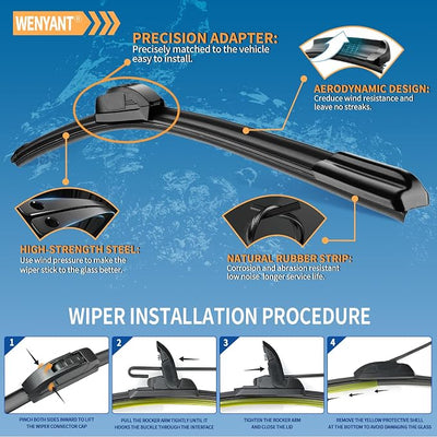 28"/14"/13" Windshield Wipers Compatible with Hyundai Elantra 2013 2014 2015 2016 Elantra GT 2013 2014 2015 2016 2017 Front and Rear Wiper Blades for My Car Automotive Replacement (Set of 3)