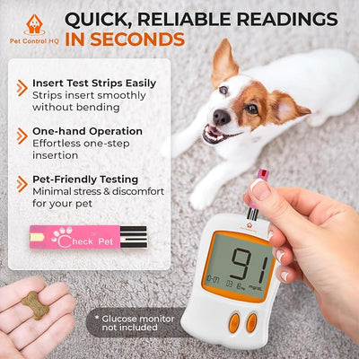 50 Test Strips for Pet Control HQ Glucose Monitor - Accurate Diabetes Testing for Dogs & Cats (Compatible with Pet Control HQ Glucose Monitoring)
