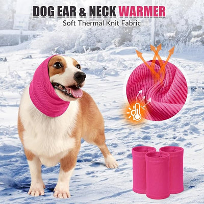 SlowTon Quiet Ears Dog Hoodie - 2 Pcs Ear Wrap Dog Ear Muffs Noise Protection, Anxiety Relief Dogs Hat Calming Hood Head Cover, Pet Headband Ear Protector for Grooming, Force Drying (Pink,L)