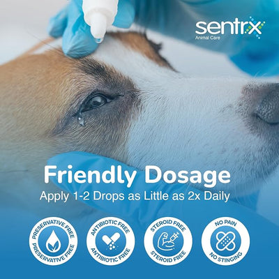 Sentrx - Eye Lube Pro Eye Drops for Dogs, Cats, and Horses, Hydrating Gel Eye Drops with Hyaluronic Acid and Carbomer Lubrication, for Dryness, Itching, and Irritation, 20g, 6 Pack