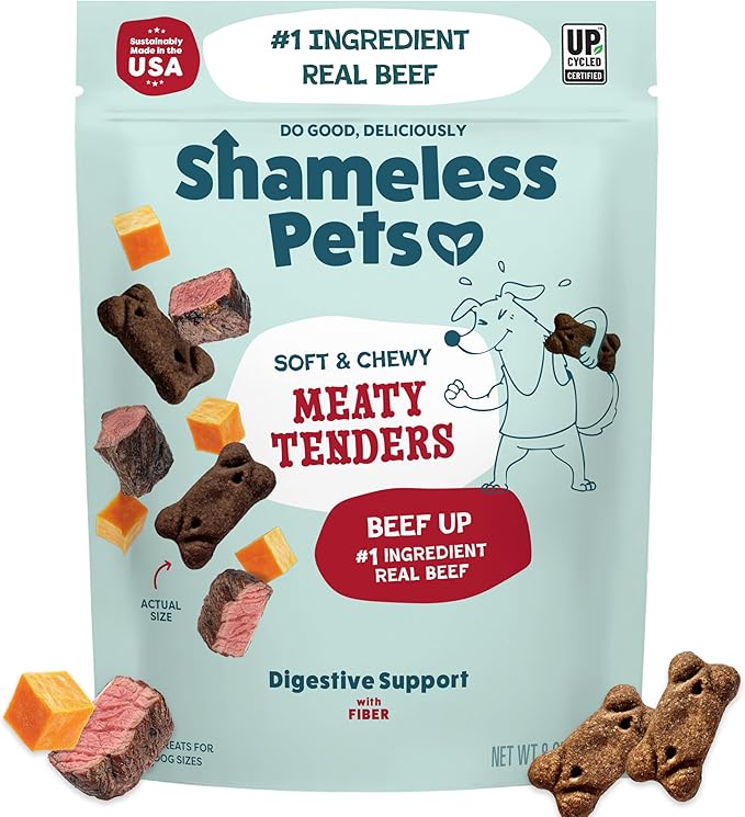 Soft Dog Treats – Beef Up Meaty Tenders, Soft & Chewy Treats for Dogs, Real Beef 1st Ingredient, Grain Free, Healthy Treats for Small, Medium & Large Dogs, 8oz