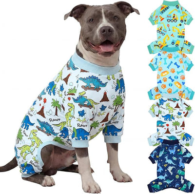 XPUDAC 4 Pack Dog Pajamas for Medium Large Sized Doggie Comfy Strechy Dog Pjs for Boy Puppy Clothes Cat Onesies Pet Outfits, 4XL