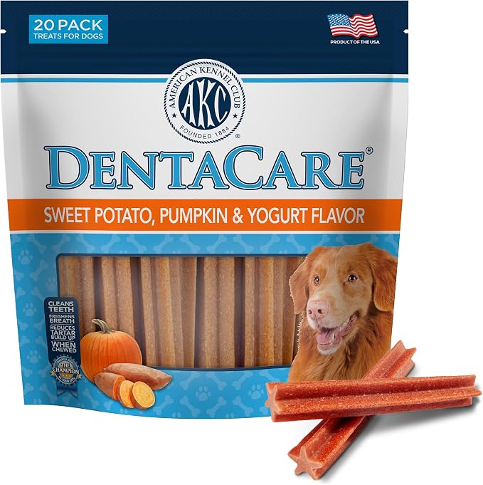 American Kennel Club Dentacare Sweet Potato, Pumpkin, & Yogurt Flavor Dog Treats, Good for Dog Dental Health, 20 Count