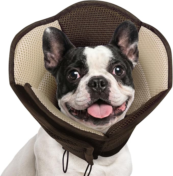 Dog Cone - Soft Dog Cone Collar to Stop Licking, Adjustable Comfy Cones for Dogs After Surgery, Foldable Cones for Dogs Elizabethan Pet Collar for Medium Pets, Pet Recovery Collar, Brown M