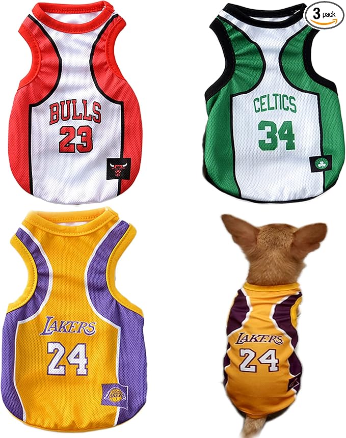 3Pack Dog Clothes for Small Dog Girl Puppy Clothes for Chihuahua Yorkies Bulldog Clothes for Medium Dogs Boy Basketball Jersey Pet Outfits Shirt Apparel Accessories,M