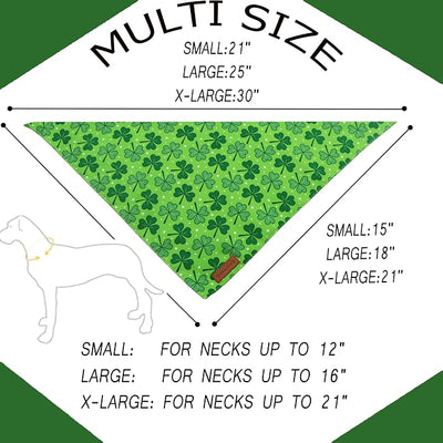 Realeaf St. Patrick's Day Dog Bandanas 2 Pack, Reversible Green Shamrock Polka Dots Pet Scarf for Boy and Girl,Holiday Bandana for Small Medium Large and Extra Large Dogs (Large)