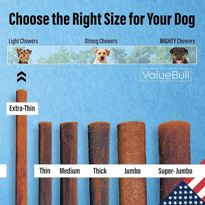 ValueBull USA Collagen Sticks for Small Dogs, 6 Inch Extra Thin Chews, Natural Dog Treats, 100 Count Bulk Pack - Promotes Joint, Skin & Coat Health with Glucosamine and Chondroitin