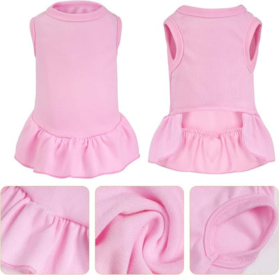 Dog Dresses Cat Skirt Solid Color Dog Clothes Summer Sleeveless Puppy Girl Clothes for Small Pet Dogs Cats (Pink, Large)