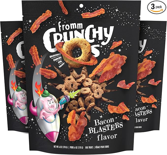 Fromm Crunchy Os Bacon Blasters Flavor Dog Treats - Premium Crunchy Dog Treats - Bacon Recipe - Pack of (3) 6 oz Bags