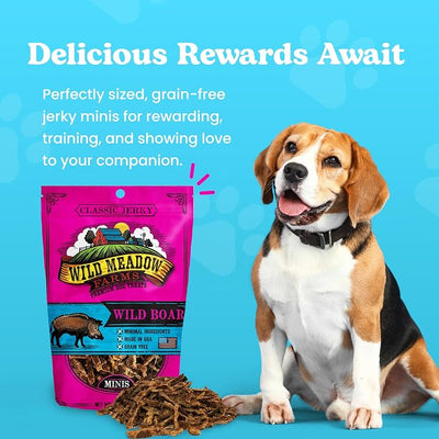 Classic Wild Boar Dog Minis - Soft Jerky Training Treats for Dogs, Grain-Free, All-Natural & Perfectly Sized for Training, High-Value Rewards in a Convenient 3.5 Ounce Pouch