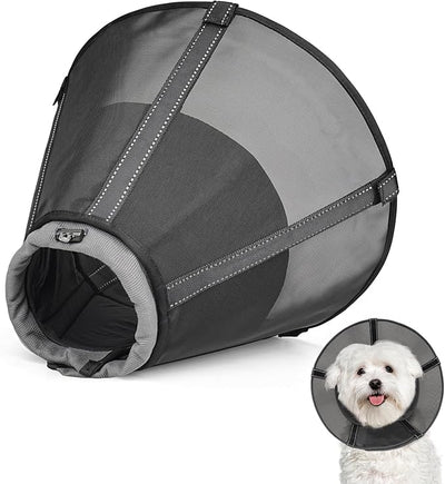 Dog Cone Collar to Stop Licking, Soft Mesh Recovery Collar After Surgery with Liner, Elizabeth Cone Alternative for Medium and Large Dogs, for Surgery, Spay, Neuter, Wound Care,XS,Matte Black