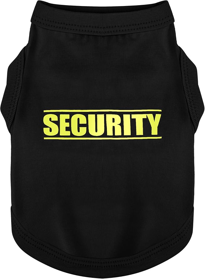 Discover Cozy Cotton Canine Wear: Soft, Lightweight, and Breathable Dog Shirt Vest with Eye-Catching Graphics(Security), Keeping Your Furry Friend Warm and Comfy! Black 3XL