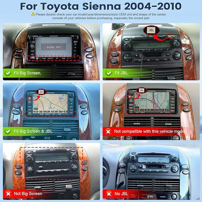 Leadfan 8 Core 4+64G Radio for Toyota Sienna 2004-2010 Stereo (FIT JBL. and Big Screen) Wireless Carplay Android Auto, 9” Touch Screen for Sienna Bluetooth/GPS/MirrorLink/FM/SWC/Backup Camera