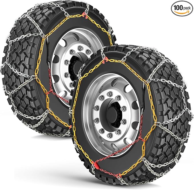 Snow Chains,Tire Chains for Car Pickup Suv Truks,Easy Installation,Use Snow Ices and Mud,for Tire Width 215 225 235 245mm and More-Set of 2