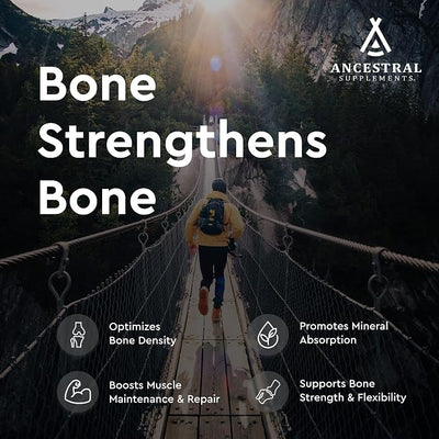 Ancestral Supplements Grass Fed Beef Living Bone Supplement, Bone Meal Capsules Support Bone Health, Oral and Joint Health and Flexibility, Non-GMO, 180 Capsules (Pack of 2)