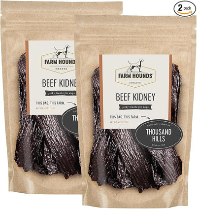 Farm Hounds - Beef Kidney - Premium Natural Beef Kidney Jerky For Dogs - Made From 100% Humanely Raised Cattle - Organ Treat - Great For Training & Treats - No Added Fillers - Made in USA -4oz -2 Pack