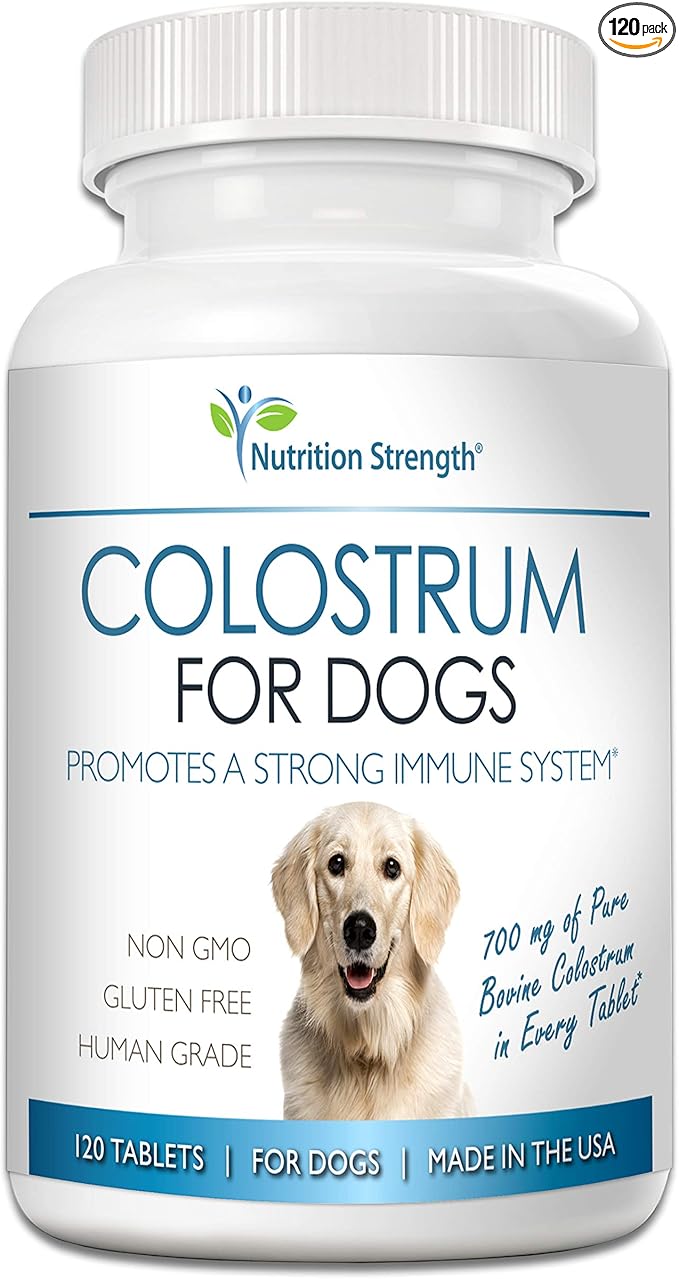 Pure Bovine Colostrum for Dogs - Allergy & Itch Relief - Leaky Gut & Digestive Support - Natural Immune Defense - Seasonal Allergy Support - 120 Chewable Tablets