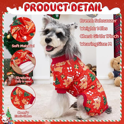 XPUDAC 4 Pack Christmas Dog Pajamas Comfy Dog Clothes for Small Medium Dogs Girl Boy Holiday Pet Outfit Winter Puppy Jumpsuits Pet Pjs Apparel, XS