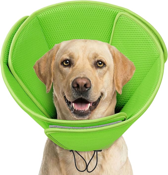 Soft Dog Cone Collar Anti-Licking, Dog Cone Alternative After Surgery, Elizabethan Cones for Large Dogs Post-Surgery, Neuter Recovery Pet Dogs E-Collar(Green,X-Large)