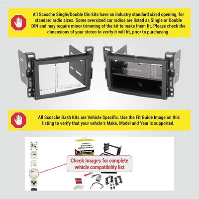 Scosche ICGM12BN Double DIN Radio Install Dash Kit Compatible with Select 2004-09 Non-Amplified Chevrolet and Pontiac Vehicles - Complete Car Stereo Installation Kit - See Vehicle Fit Guide in Images
