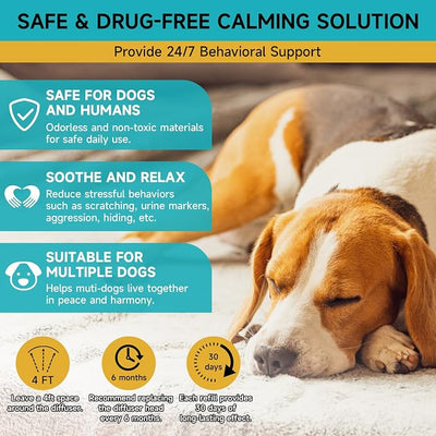 Woyamay Dog Calming Diffuser Refills - Dog Pheromones Calming Diffuser for Dogs Relieve Anxiety & Stress, 2-Month Supply Dog Pheromone Diffuser Refills (Fits All Common Diffuser Heads)