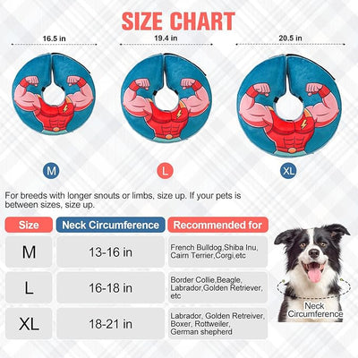 BEAUTYZOO Dog Cone Collar After Surgery for Large Medium Dogs, Soft Dog Cones Alternative to Stop Licking, Comfortable Inflatable Recovery Cones, Dogs Neck Donut Not Block Vision E-Collar, Blue XL