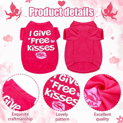 Weewooday 5 Pieces Valentine‘s Day Dog Shirt for Small Dogs Girl Small Dog Puppy Clothes for Chihuahua Yorkie Bulldog Schnauzer Breathable Shirt Vest(Large)