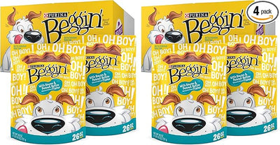 Purina Beggin' Strips with Real Meat Dog Treats,with Bacon and Peanut Butter Flavor - 26 oz. Pouches,(Pack of 4)