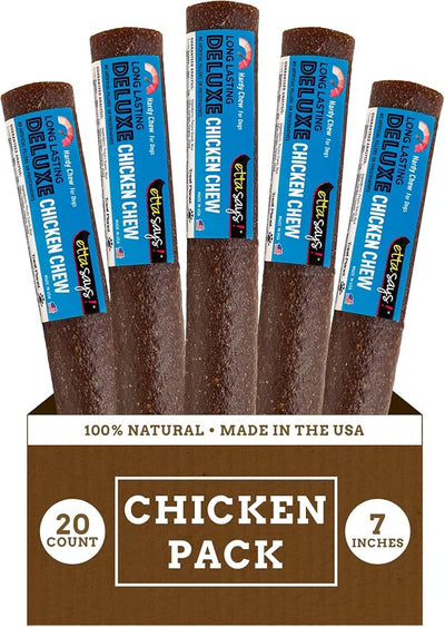 etta says! Deluxe Crunchy Dog Chews 7” Chicken - All Natural, Long-Lasting Chews - Made in The USA (20 Count Pack of 1)