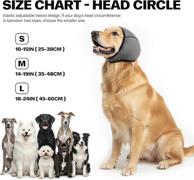Dog Ear Muffs, No Flap Ear Wraps for Dogs Hematoma - Waterproof Elastic Ear Cover with Calming Hoodie