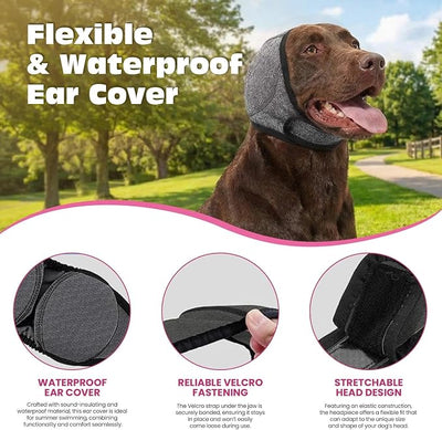 2PCS No Flap Ear Wraps for Dogs, Dog Ear Muffs Noise Protection, Adjustable Calming Dog Ear Protection, Soft Breathable for Grooming, Thunder, Fireworks & Travel (grey, L)