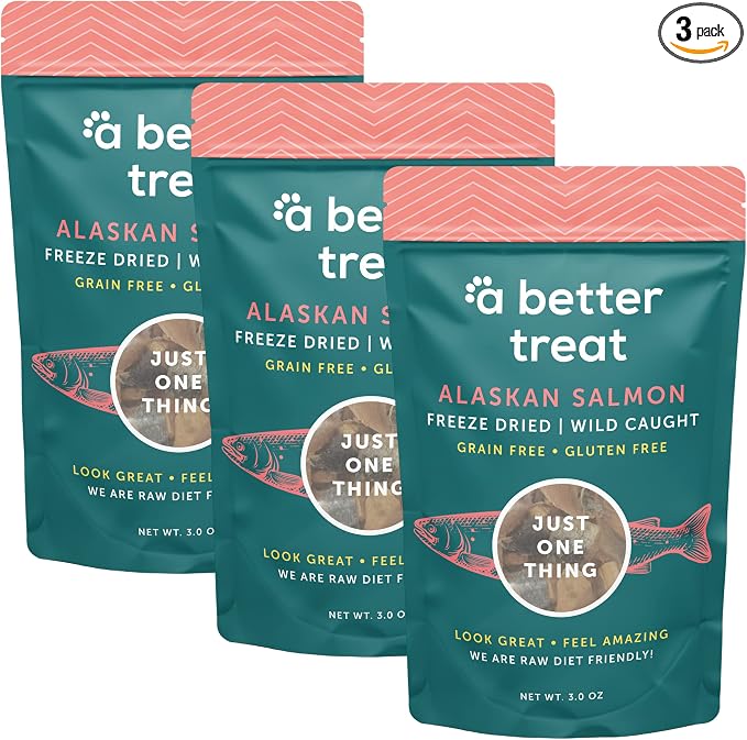 New Freeze Dried Salmon Dog Treats, Wild Caught, Single Ingredient | Natural High Value | Gluten Free, Grain Free, High Protein, Diabetic Friendly | Natural Fish Oil | Made in The USA
