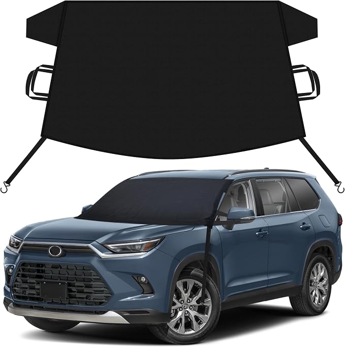 EcoNour Car Snow Cover Compatible for Toyota Highlander| Windshield Cover for Ice and Snow with S-Hook Straps | Heavy-Duty 600D Oxford Winter Car Cover, Waterproof & Anti-Slip