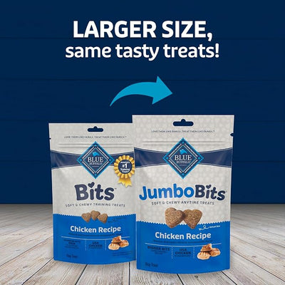 Blue Buffalo Jumbo Bits, Soft & Chewy Anytime Treats, Chicken Recipe, Natural Dog Treats Mineral Enhanced for Flavor, 4 oz. Bag